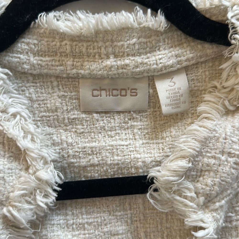 Chicos fringe tweed coat cream XL - Picture 4 of 6